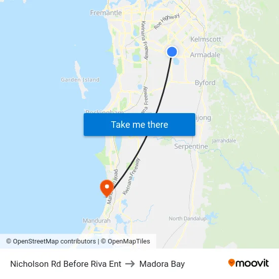 Nicholson Rd Before Riva Ent to Madora Bay map