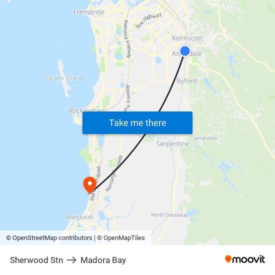 Sherwood Stn to Madora Bay map