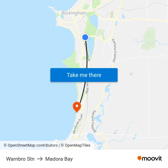 Warnbro Stn to Madora Bay map