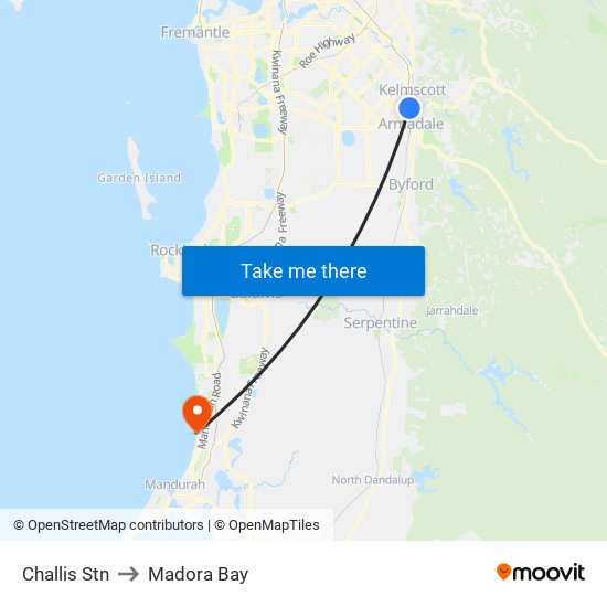 Challis Stn to Madora Bay map