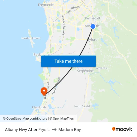 Albany Hwy After Frys L to Madora Bay map
