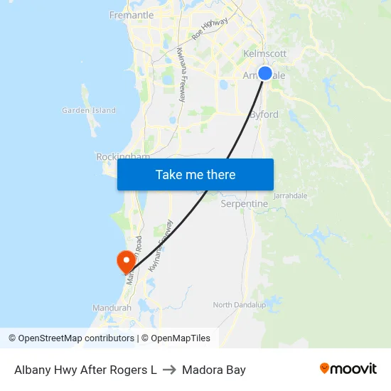 Albany Hwy After Rogers L to Madora Bay map