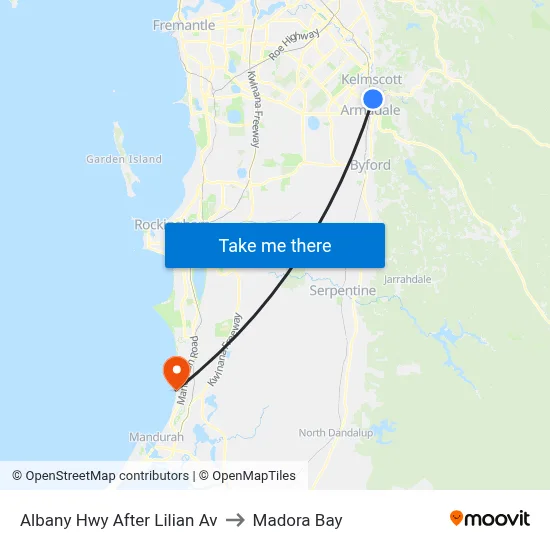 Albany Hwy After Lilian Av to Madora Bay map