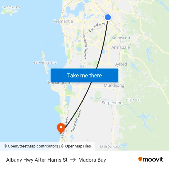 Albany Hwy After Harris St to Madora Bay map