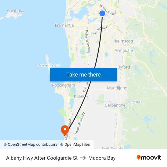 Albany Hwy After Coolgardie St to Madora Bay map
