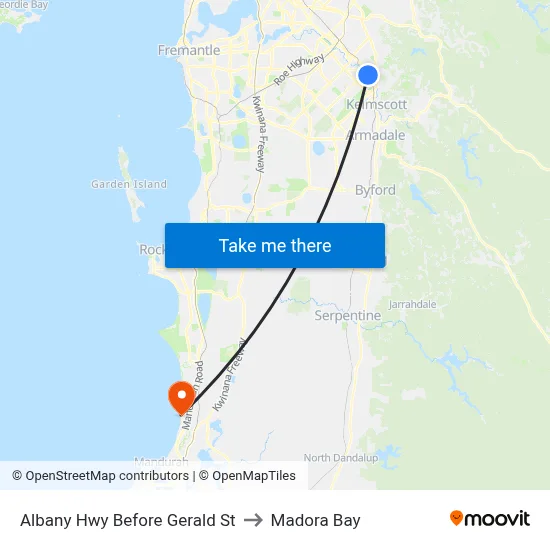 Albany Hwy Before Gerald St to Madora Bay map
