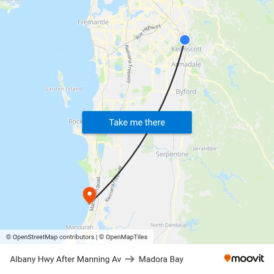 Albany Hwy After Manning Av to Madora Bay map
