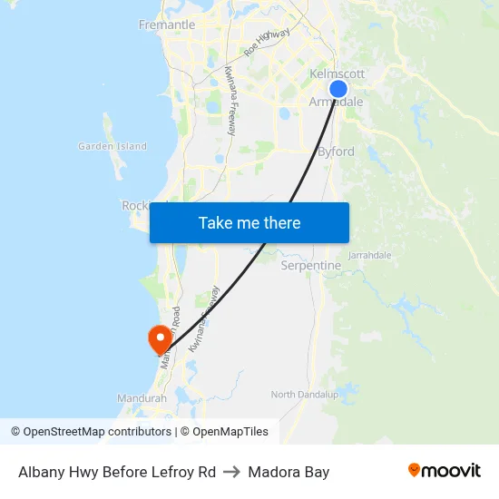 Albany Hwy Before Lefroy Rd to Madora Bay map