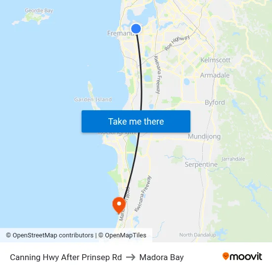 Canning Hwy After Prinsep Rd to Madora Bay map
