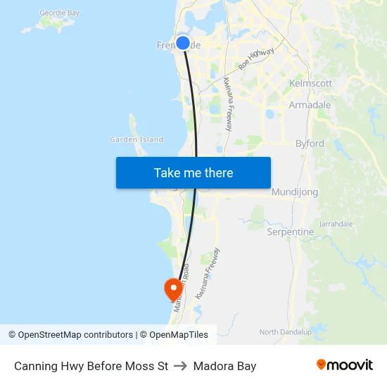 Canning Hwy Before Moss St to Madora Bay map