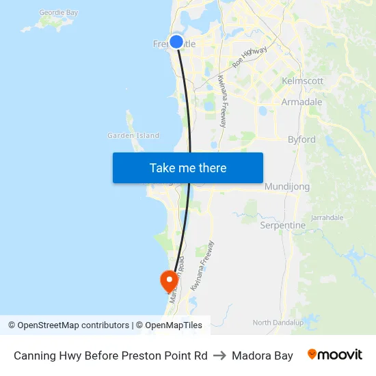Canning Hwy Before Preston Point Rd to Madora Bay map