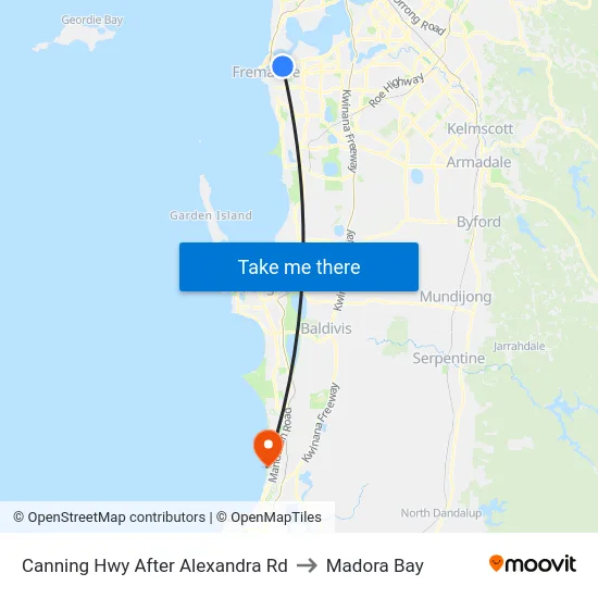 Canning Hwy After Alexandra Rd to Madora Bay map