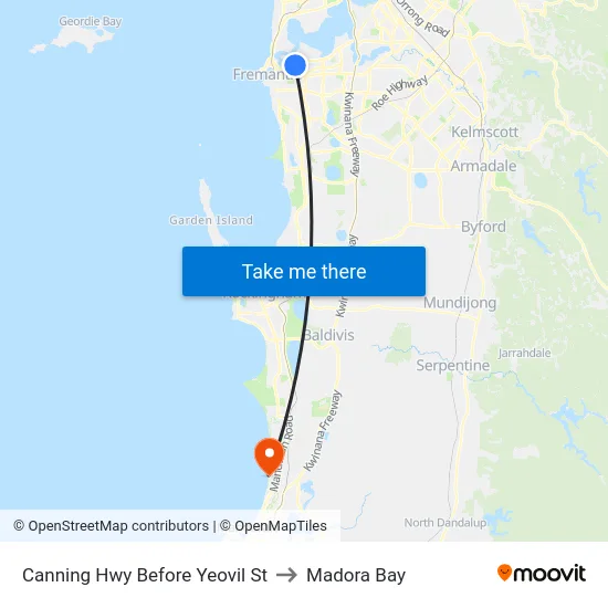 Canning Hwy Before Yeovil St to Madora Bay map