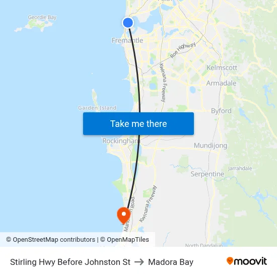 Stirling Hwy Before Johnston St to Madora Bay map