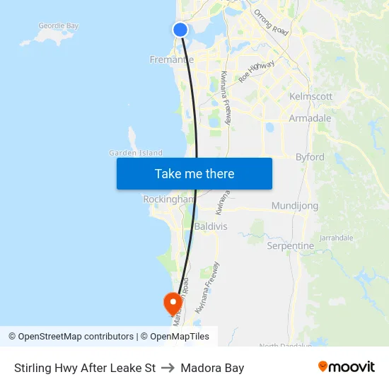 Stirling Hwy After Leake St to Madora Bay map