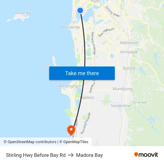 Stirling Hwy Before Bay Rd to Madora Bay map