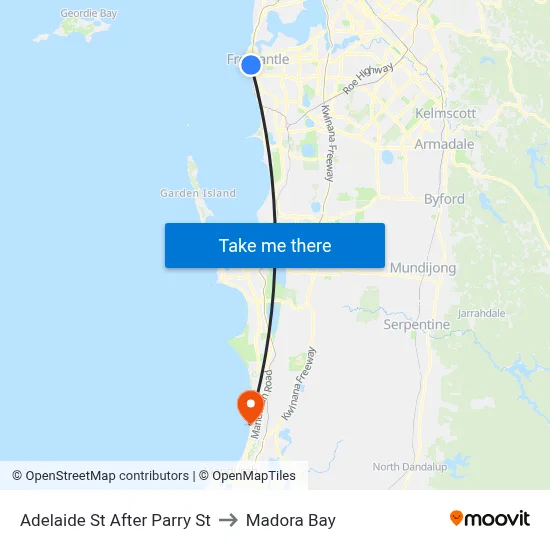 Adelaide St After Parry St to Madora Bay map