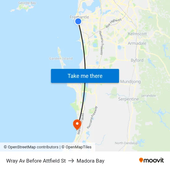 Wray Av Before Attfield St to Madora Bay map