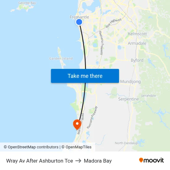 Wray Av After Ashburton Tce to Madora Bay map
