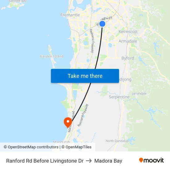 Ranford Rd Before Livingstone Dr to Madora Bay map