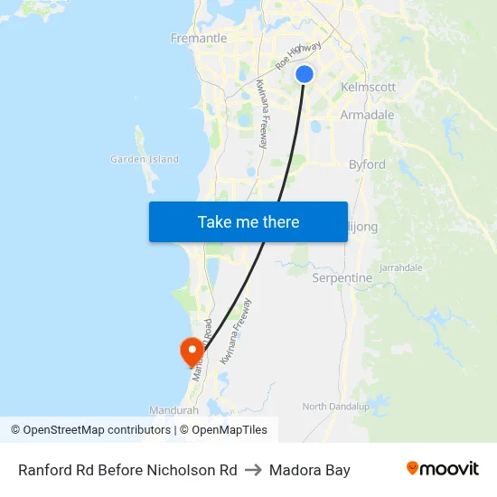 Ranford Rd Before Nicholson Rd to Madora Bay map