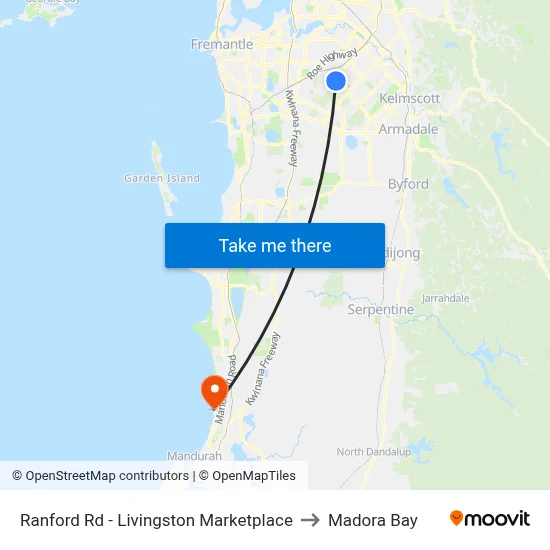 Ranford Rd - Livingston Marketplace to Madora Bay map