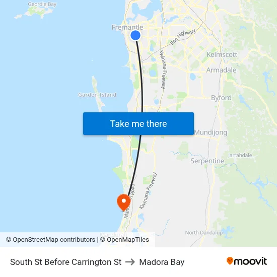 South St Before Carrington St to Madora Bay map