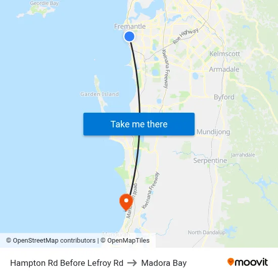 Hampton Rd Before Lefroy Rd to Madora Bay map