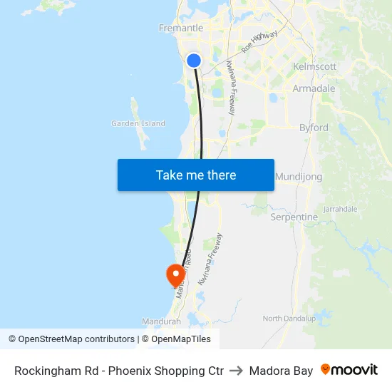 Rockingham Rd - Phoenix Shopping Ctr to Madora Bay map