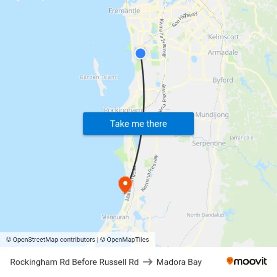 Rockingham Rd Before Russell Rd to Madora Bay map