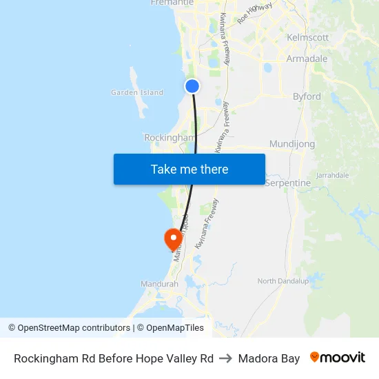 Rockingham Rd Before Hope Valley Rd to Madora Bay map
