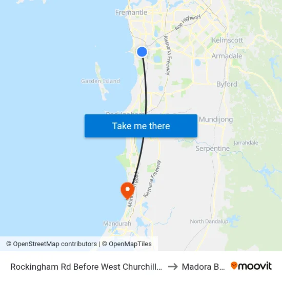Rockingham Rd Before West Churchill Av to Madora Bay map