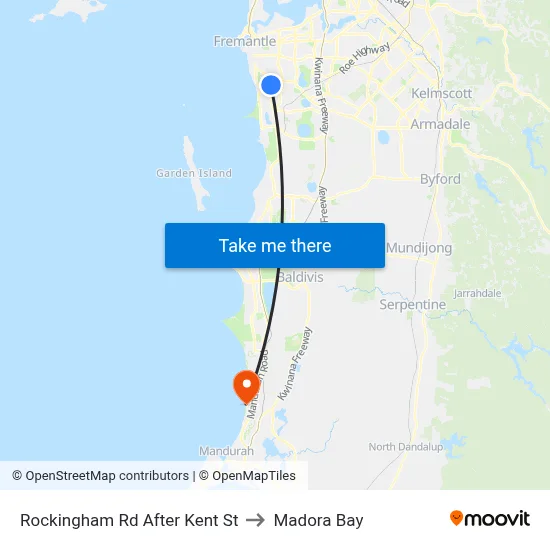 Rockingham Rd After Kent St to Madora Bay map