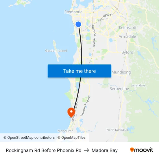 Rockingham Rd Before Phoenix Rd to Madora Bay map