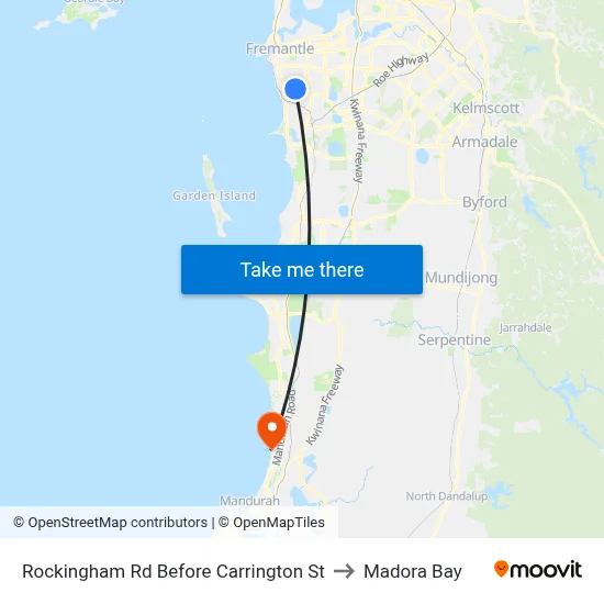Rockingham Rd Before Carrington St to Madora Bay map