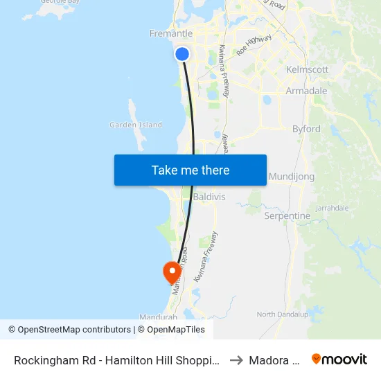Rockingham Rd - Hamilton Hill Shopping Ctr to Madora Bay map