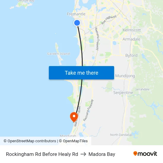 Rockingham Rd Before Healy Rd to Madora Bay map