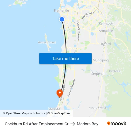Cockburn Rd After Emplacement Cr to Madora Bay map