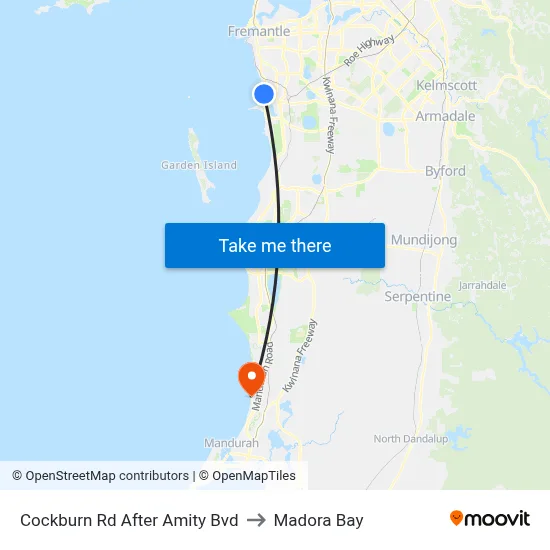 Cockburn Rd After Amity Bvd to Madora Bay map
