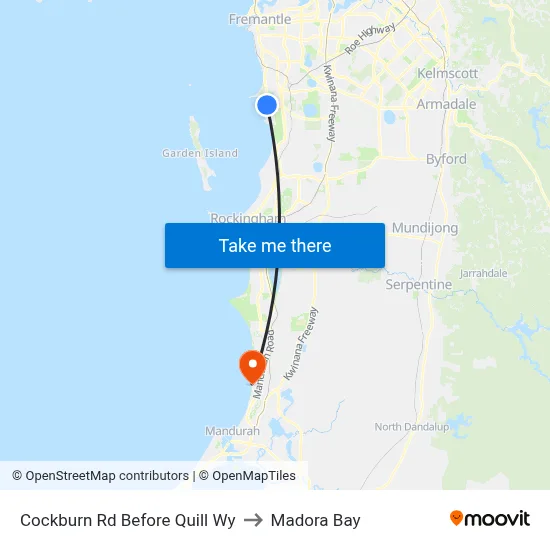 Cockburn Rd Before Quill Wy to Madora Bay map