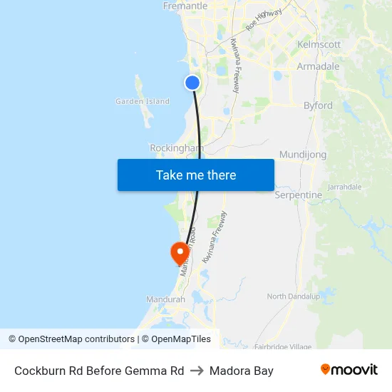 Cockburn Rd Before Gemma Rd to Madora Bay map