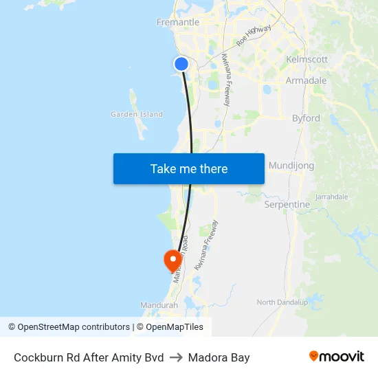Cockburn Rd After Amity Bvd to Madora Bay map