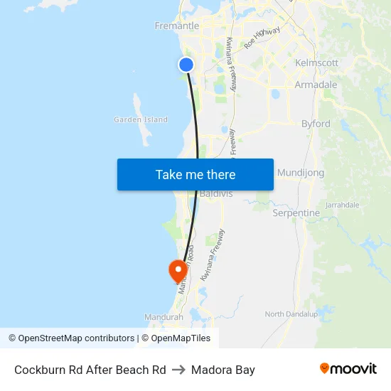 Cockburn Rd After Beach Rd to Madora Bay map