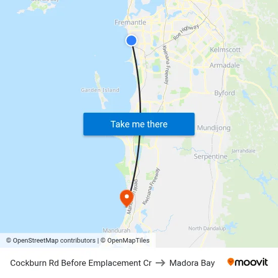 Cockburn Rd Before Emplacement Cr to Madora Bay map
