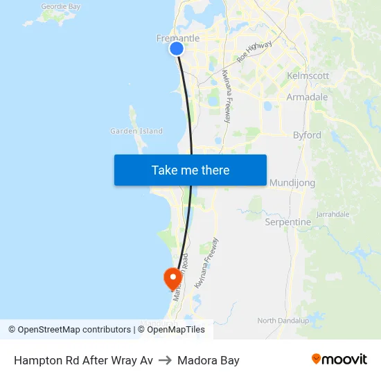 Hampton Rd After Wray Av to Madora Bay map