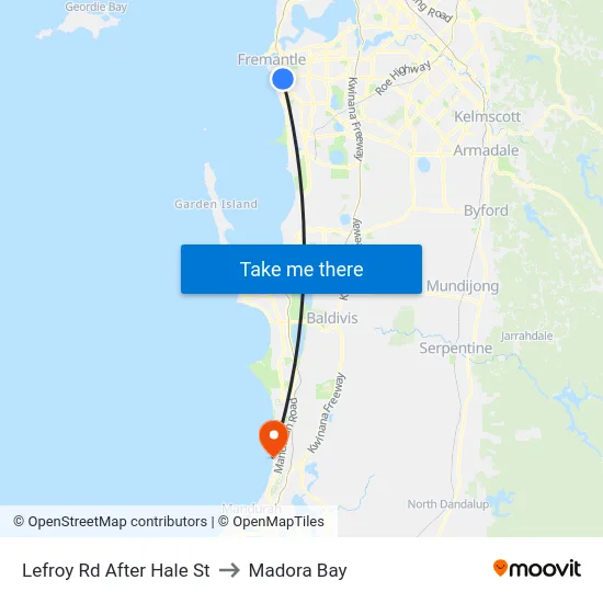 Lefroy Rd After Hale St to Madora Bay map