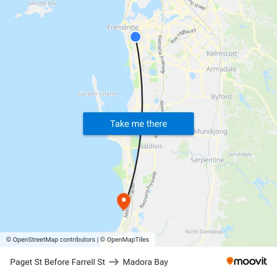 Paget St Before Farrell St to Madora Bay map