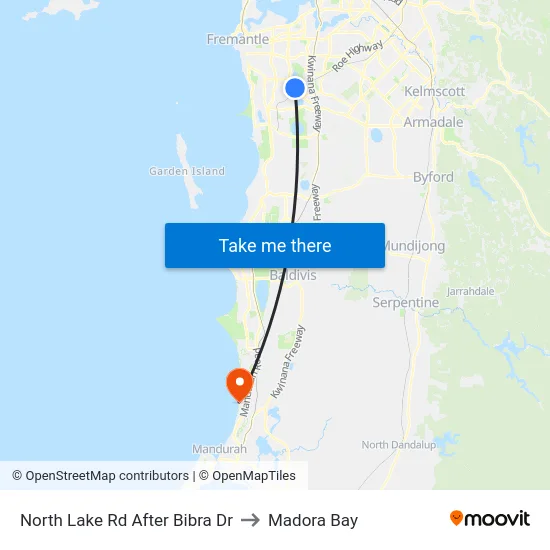 North Lake Rd After Bibra Dr to Madora Bay map