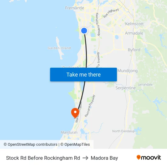 Stock Rd Before Rockingham Rd to Madora Bay map