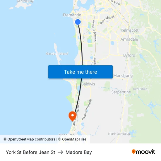 York St Before Jean St to Madora Bay map